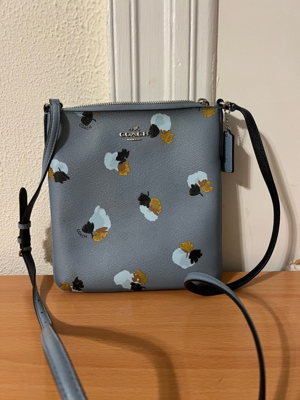 Coach Dusty Blue Floral Print Crossbody